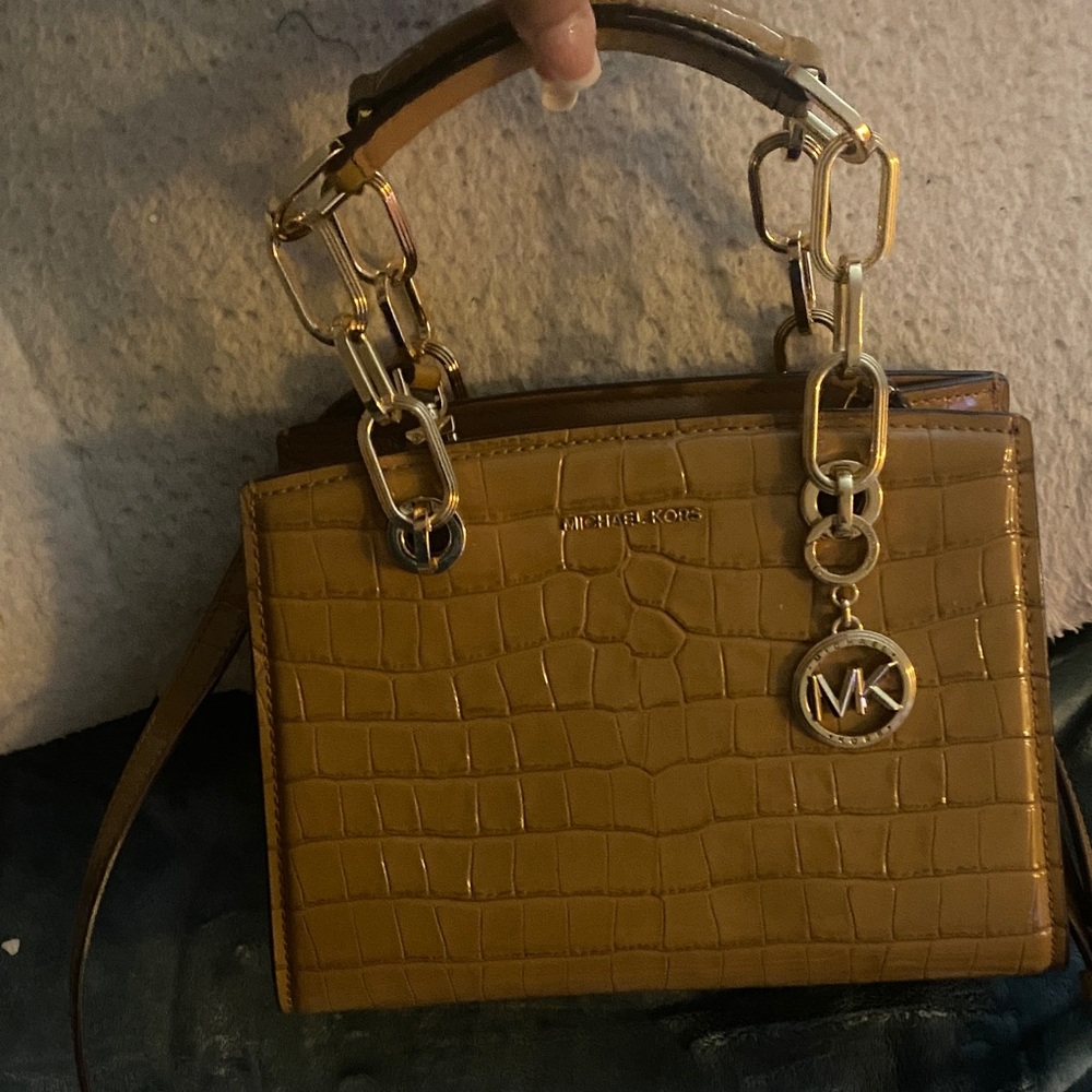 Michael Kors Brown Croc-Embossed Satchel